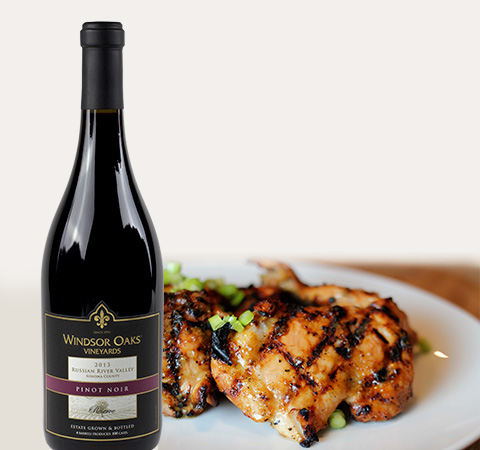 Grilled Chicken with Pinot Noir Wine Blueberry Sauce